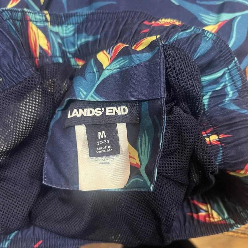 Lands' End Swim Trunks Swimsuit Navy Blue Men's 32-34 Medium‎ 8